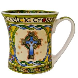 IRISH WEAVE The Celtic Cross Ireland Design Bone China Coffee Tea Mug Cup 11 oz